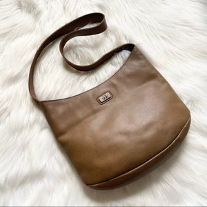 THE SAK  Tan Genuine Leather Bucket Shoulder Hobo Shoulder Bag Lined